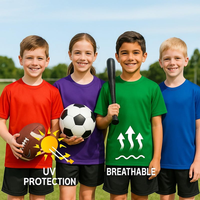 Opna Youth Boys Dri Fit Athletic T Shirts for Boys & Girls Sports Undershirt â€“ Youth & Teen Sizes NEONYEL-M Bright Yellow - Image 2